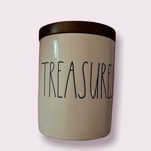 Rare! Brand New! Rae Dunn by Magenta, Treasures Ceramic w/Wood lid, Beige